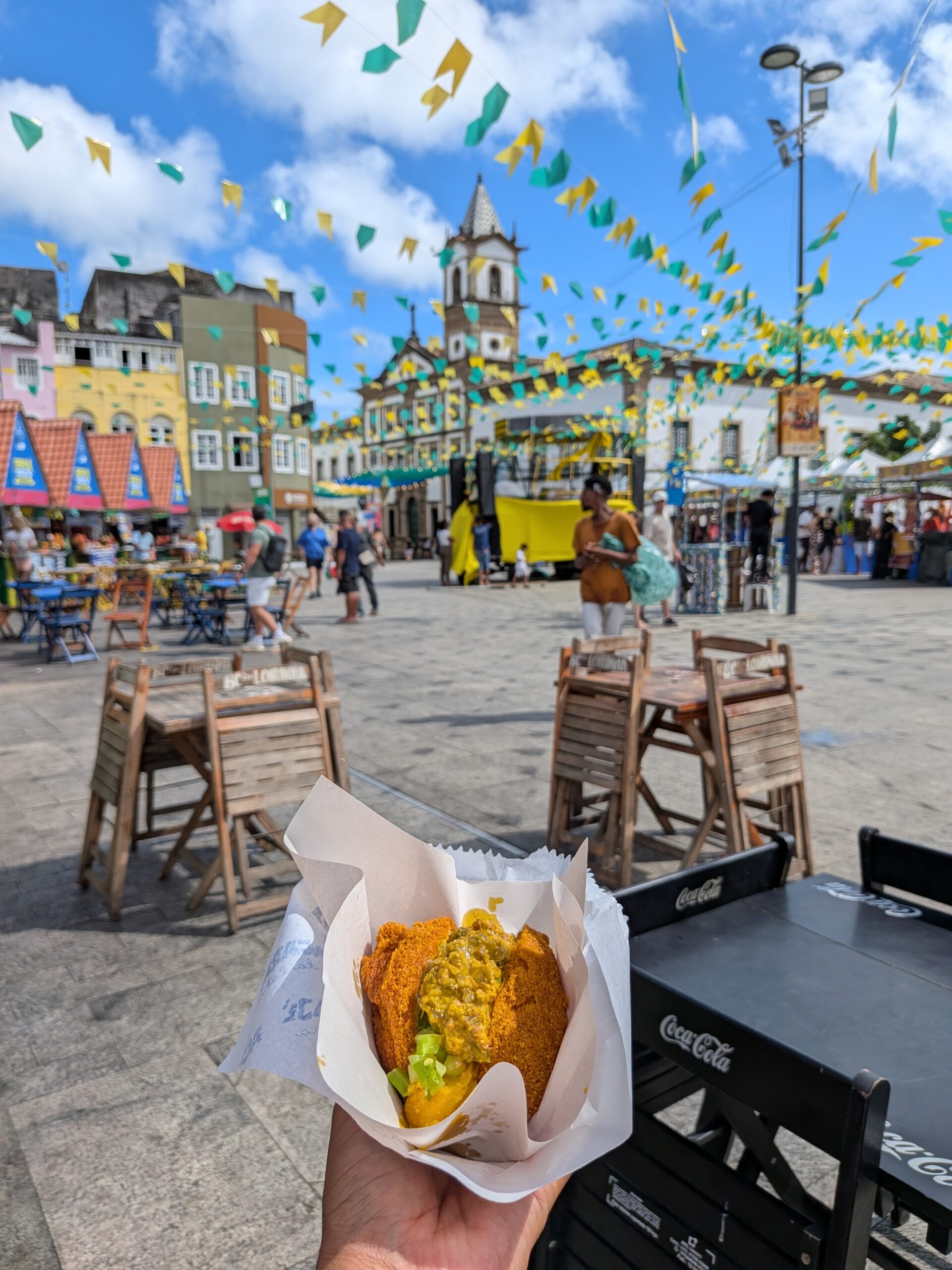 A colorful local market street