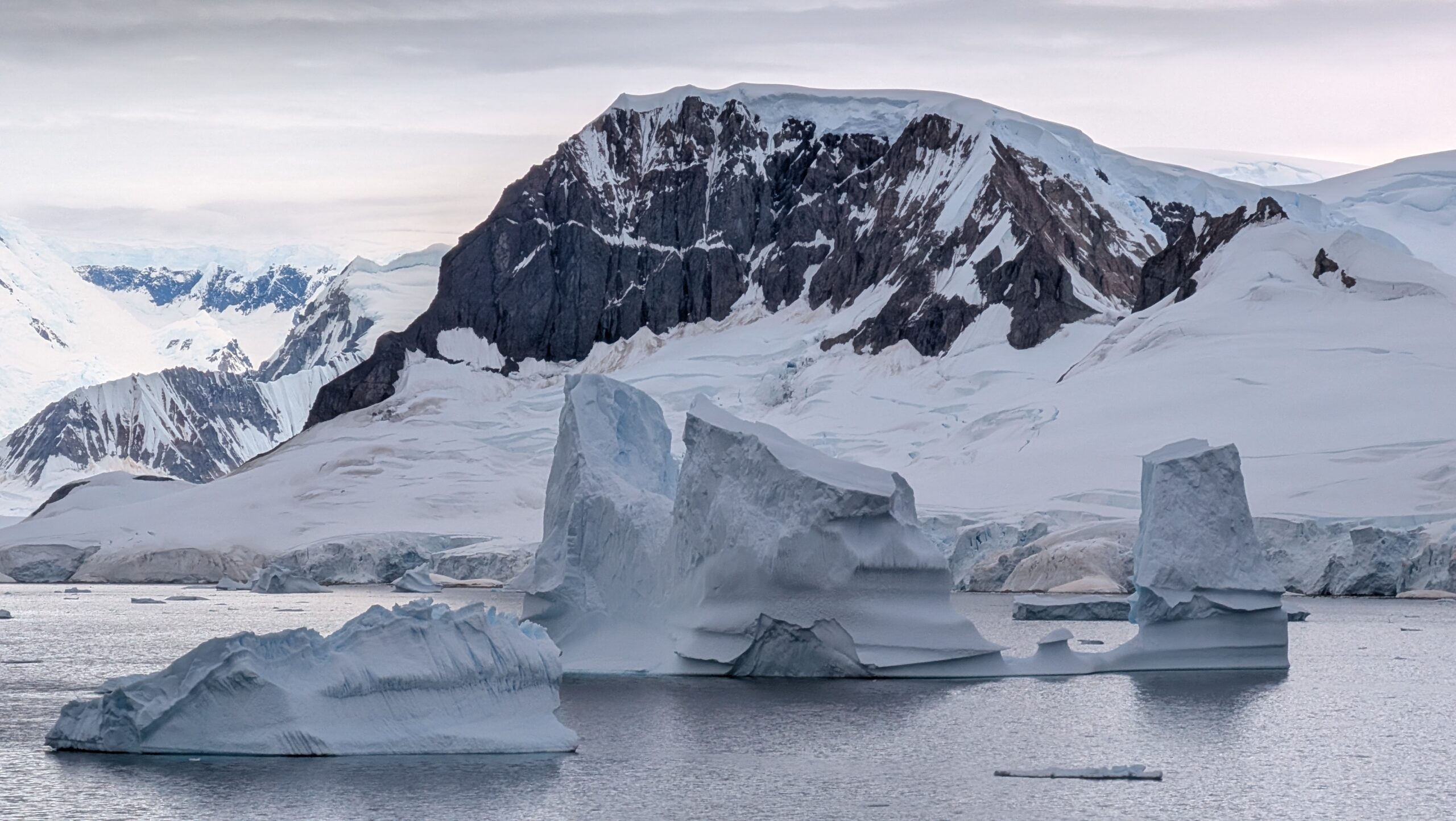 the panoramic view from the top of Portal Point over the Antarctic ice fields