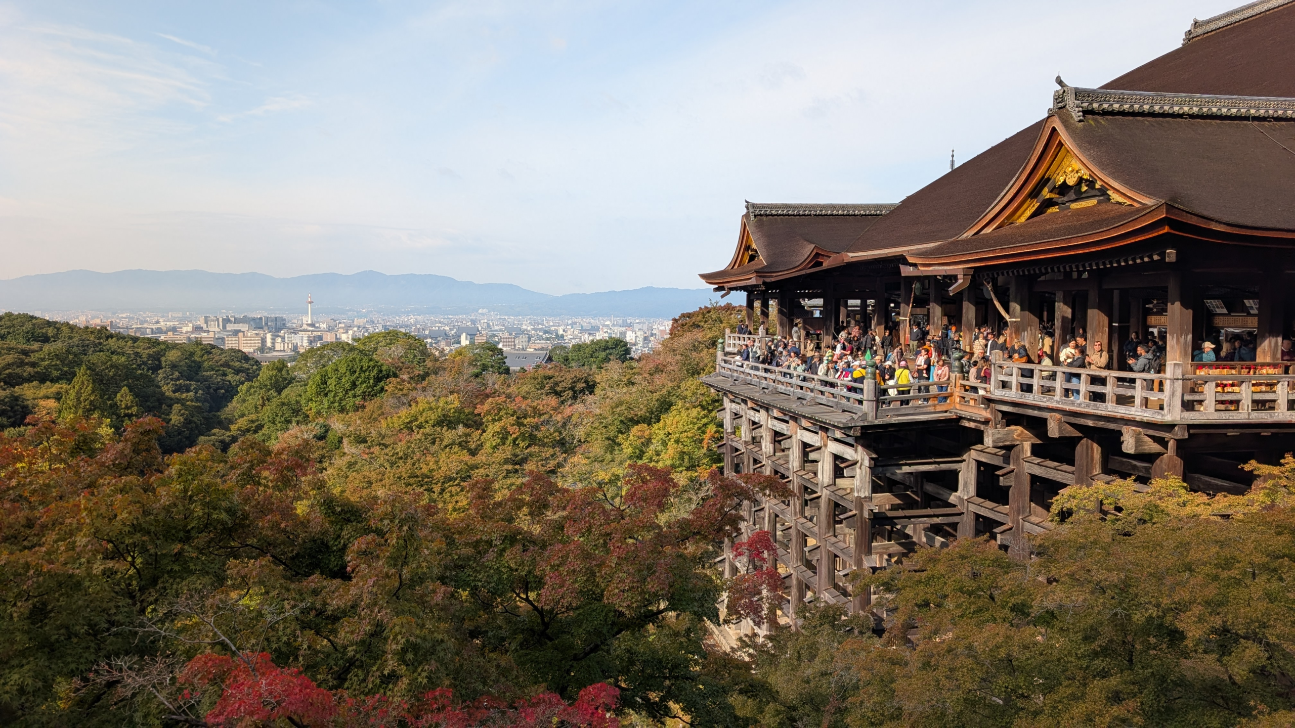Kiyomizu-dera temple overlooking Kyoto in autumn