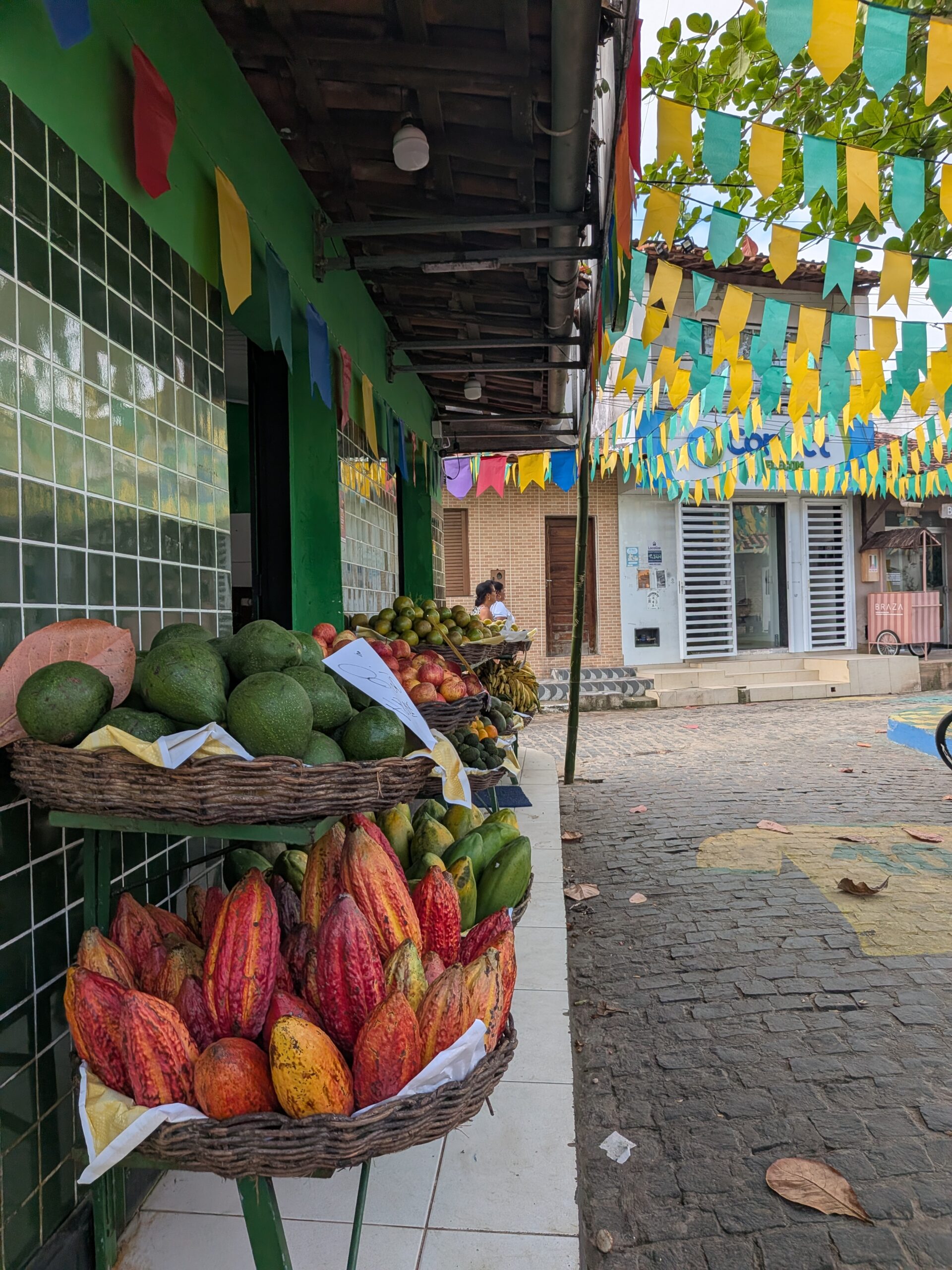 Colorful street food market stall
