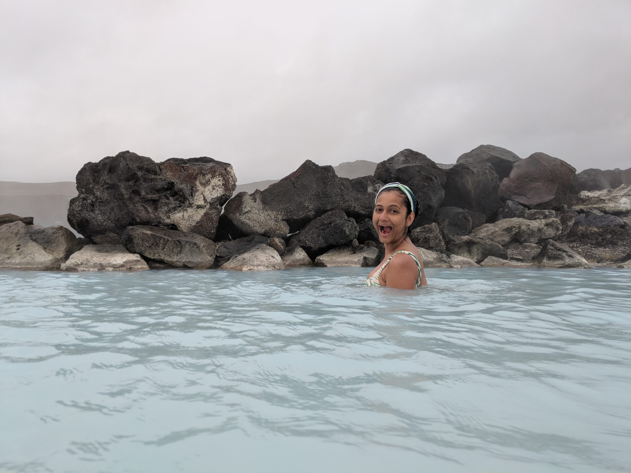 Soaking in a thermal bath mid-trip, relaxed