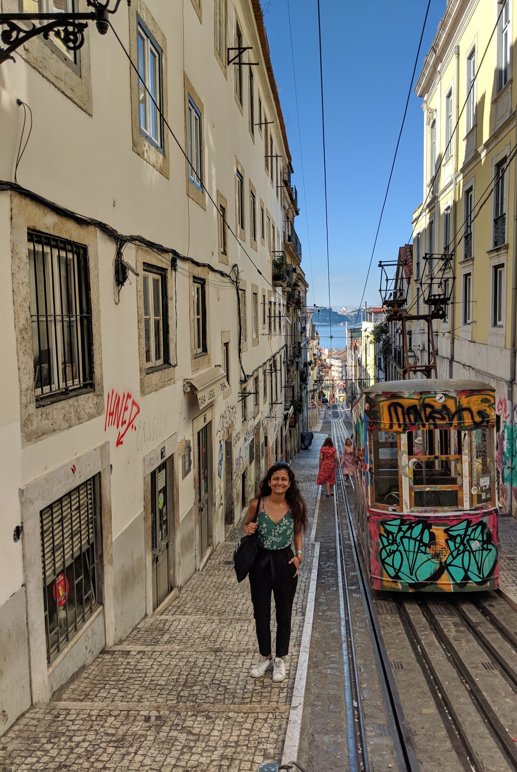 Tram at a station stop
