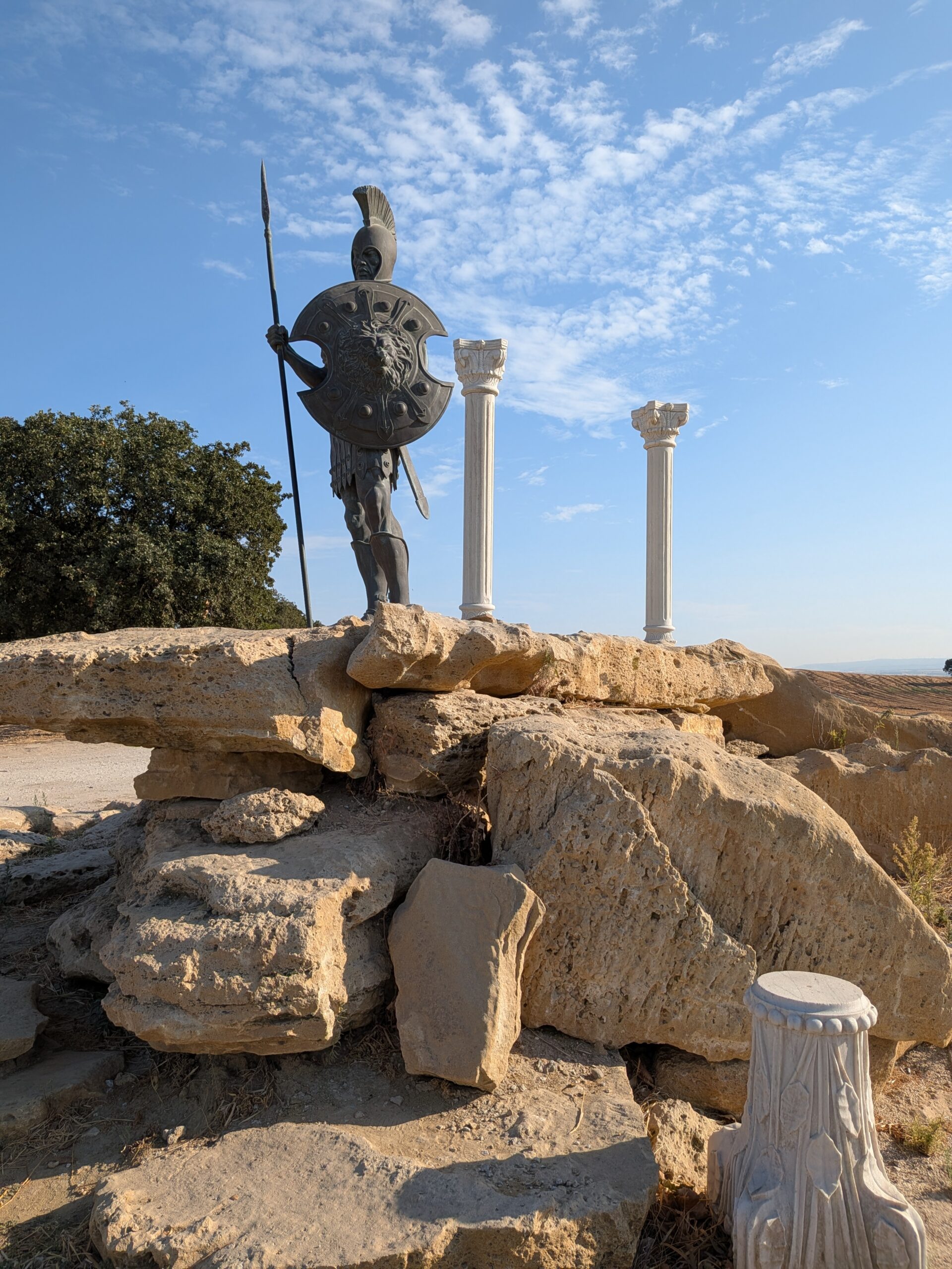 Layered ruins at the Troy archaeological site; the Hollywood Trojan horse in Çanakkale